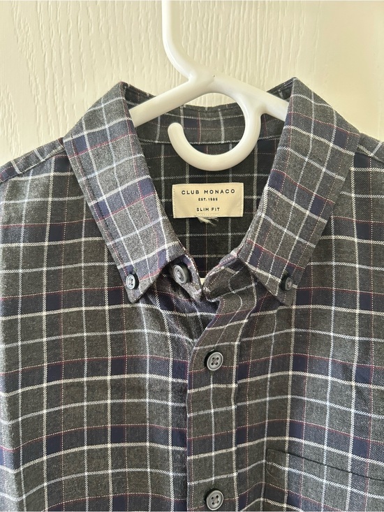 Club Monaco Other - Club Monaco Men's Navy Pink White & Gray Plaid Button-Down Shirt Size Small